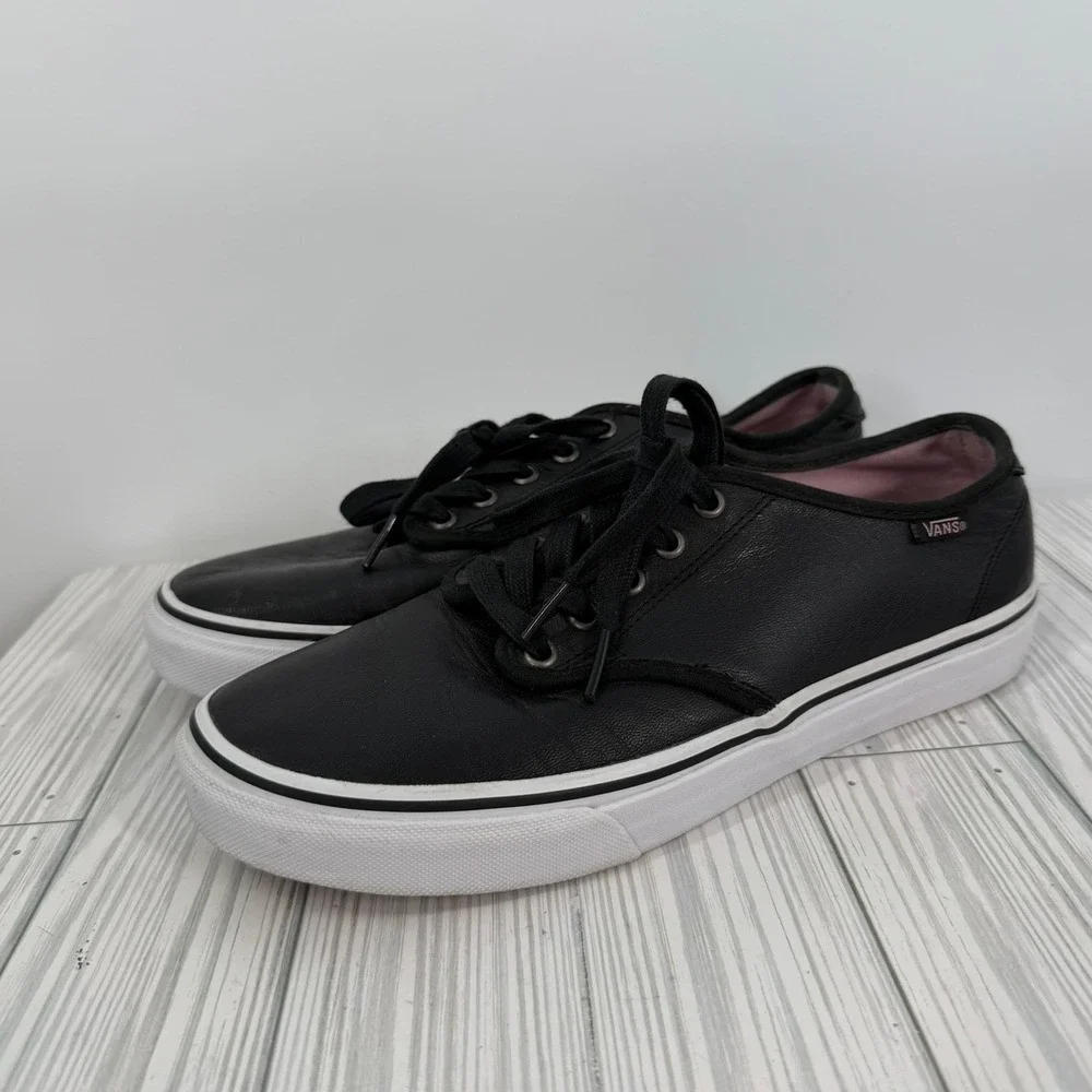 Vans Candem Deluxe Black Leather UltraCush Sneakers Womens Size 10